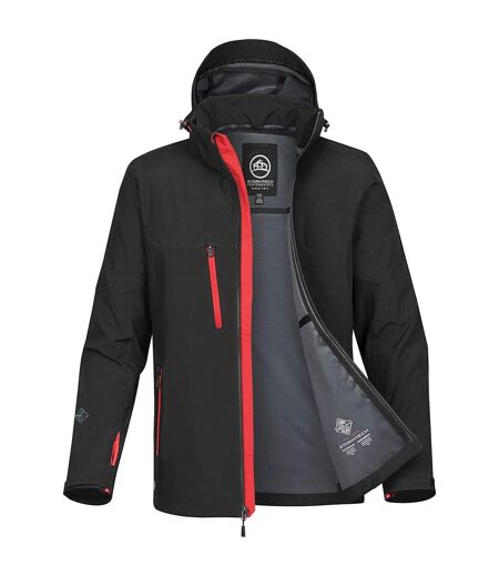 Womens/ladies Patrol Hooded Soft Shell Jacket Black Bright Red Stormtech