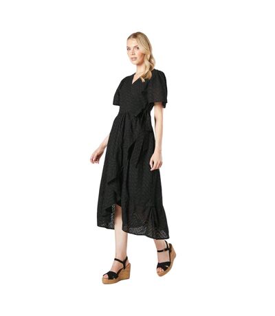 Womens/ladies broderie wrap dress black Principles