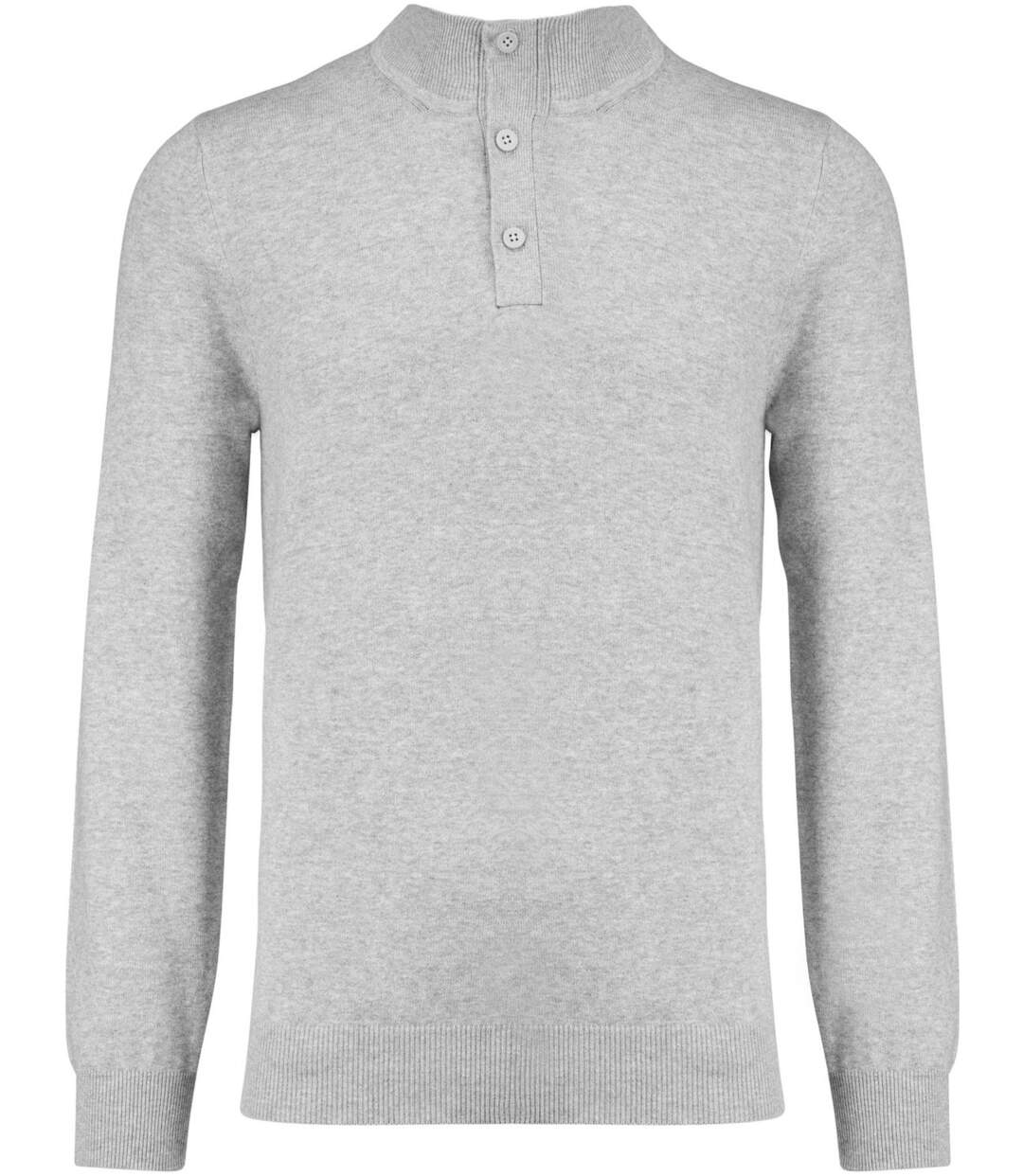 Pull col boutonné homme - K983 - gris clair-2