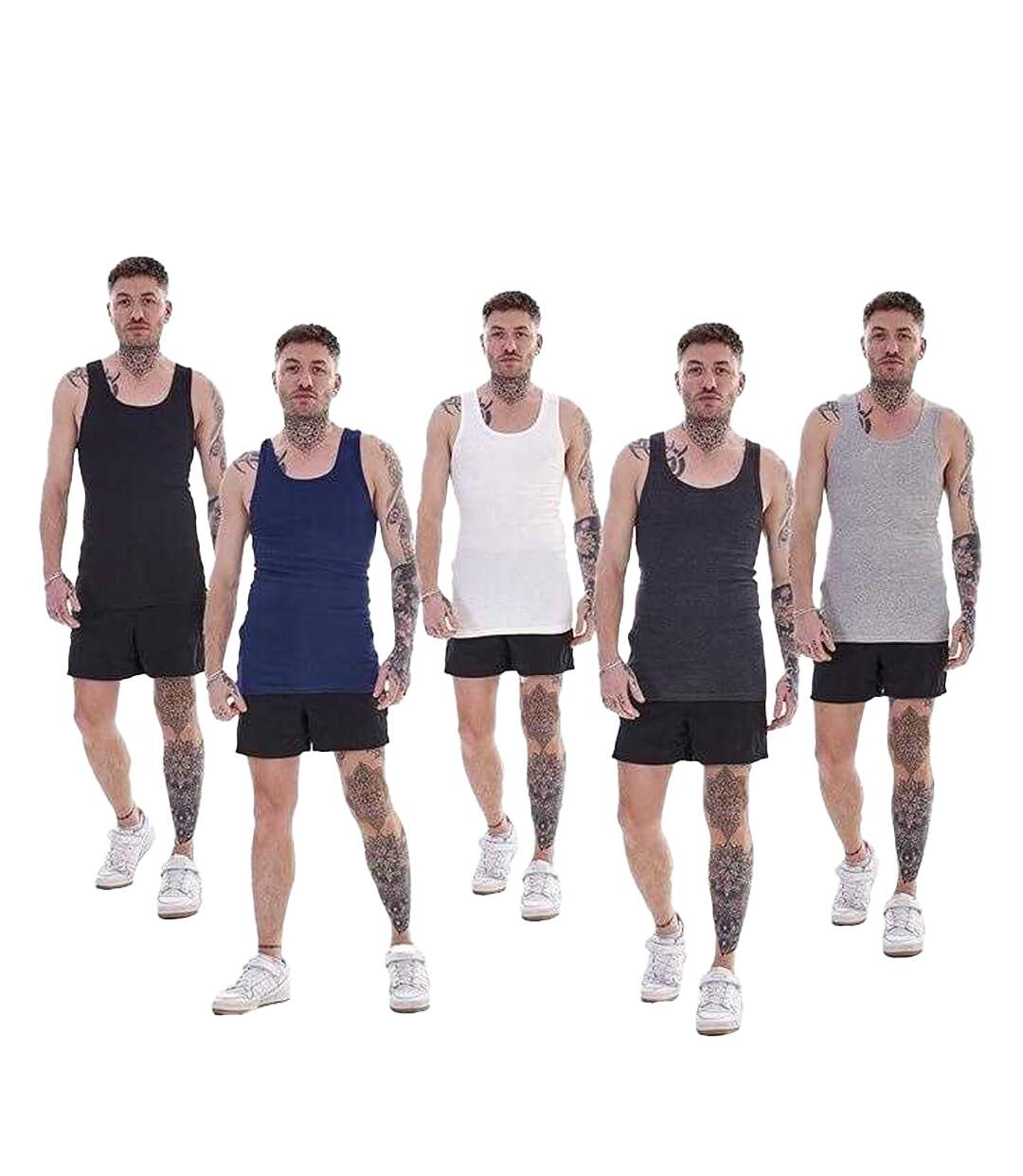 Débardeurs Motif/style Côtelé Homme Bleu Marine Charbon Noir Gris Blanc Keanu-4