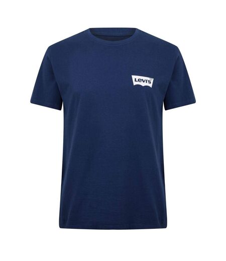 Mens Varsity Circle Batwing Logo Crew Neck T-shirt Navy Blue Levis