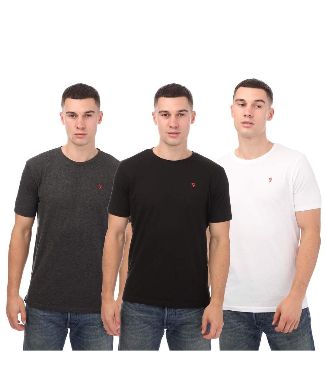 Pack Of 3  Mens Colney T-shirt  Black Grey White Farah-3