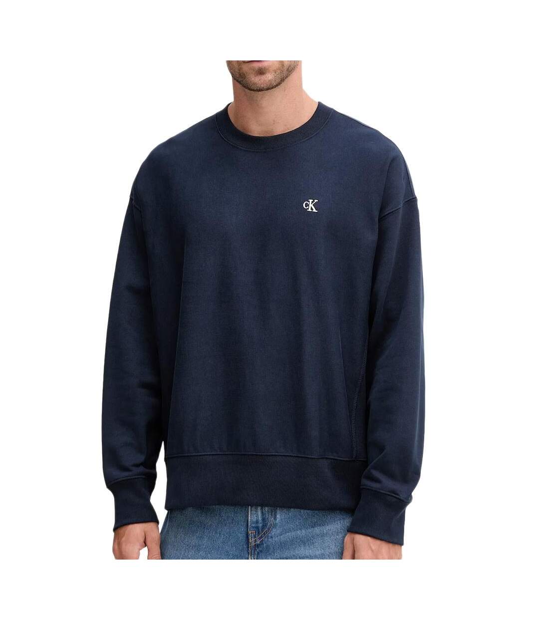 Sweat marine homme calvin klein jeans premium-1