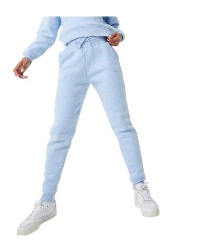 Womens/ladies Cotton Blend Adjustable Waist Classic Joggers Blue Marl USA