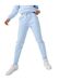 Womens/ladies Cotton Blend Adjustable Waist Classic Joggers Blue Marl USA-2