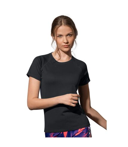 Stedman Womens/Ladies Raglan Mesh T-Shirt (Black Opal)