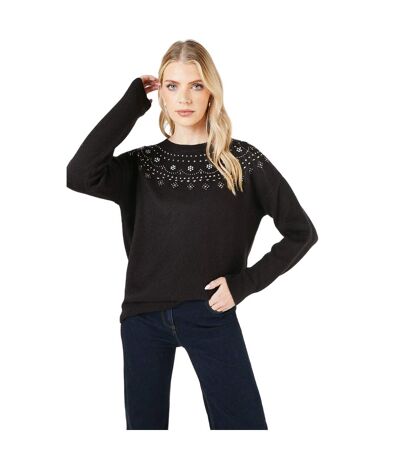 Womens/ladies hot fix fair isle jumper black Principles