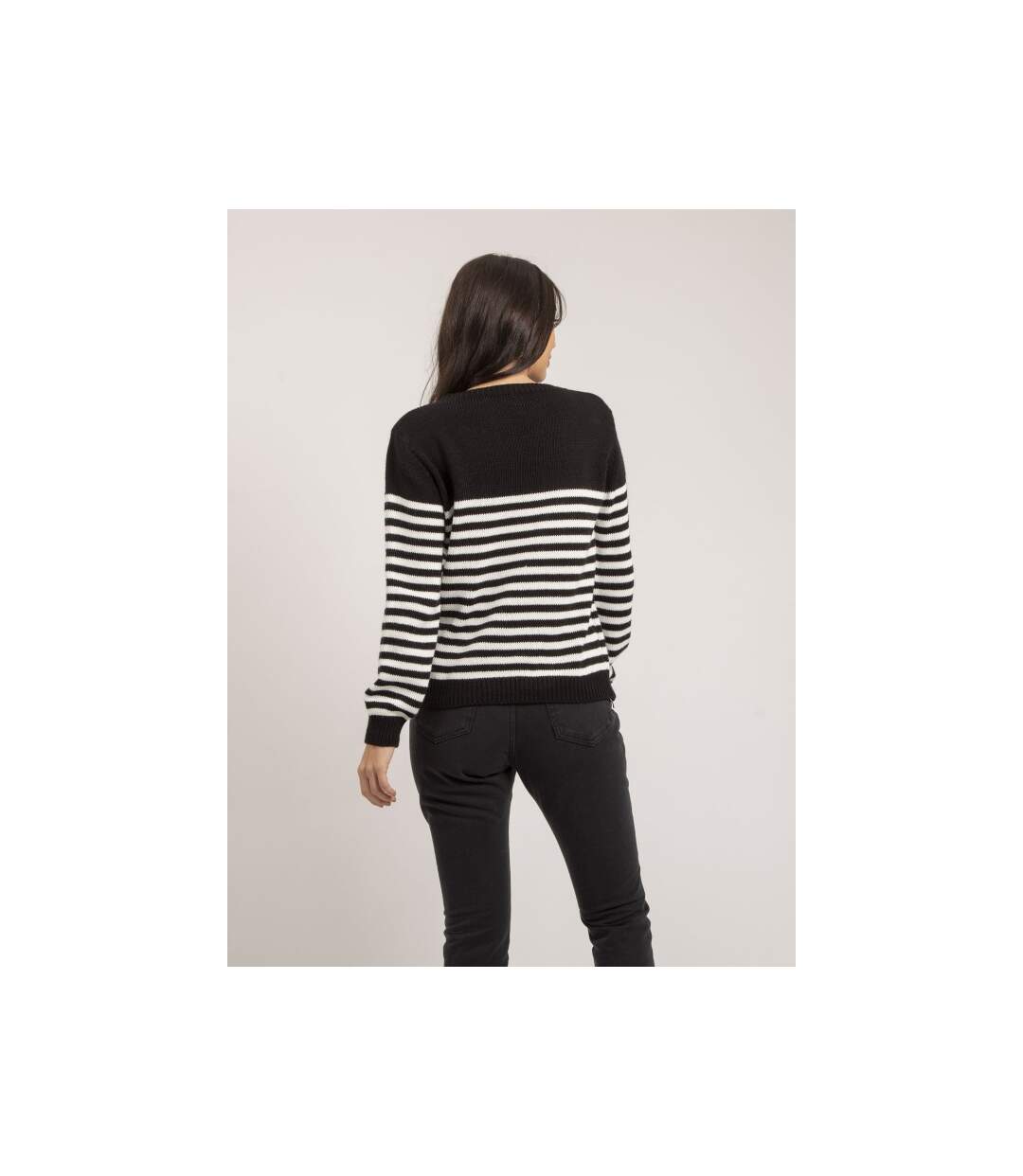 Pull col rond rayures KAROLE - Dona X Lisa