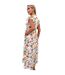 Womens/ladies Floral Polyester Belted Wrap Dress Cream Multicoloured AX Paris-3