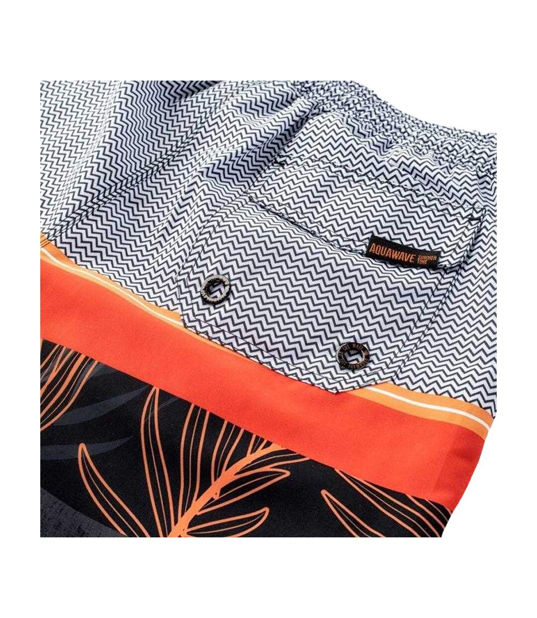 Short De Bain Motif/style Panneau Contrasté Palawan Homme Blanc Noir Orange Aquawave-4