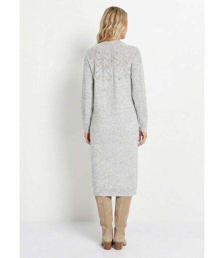 Robe-pull courte tricot ajouré col rond