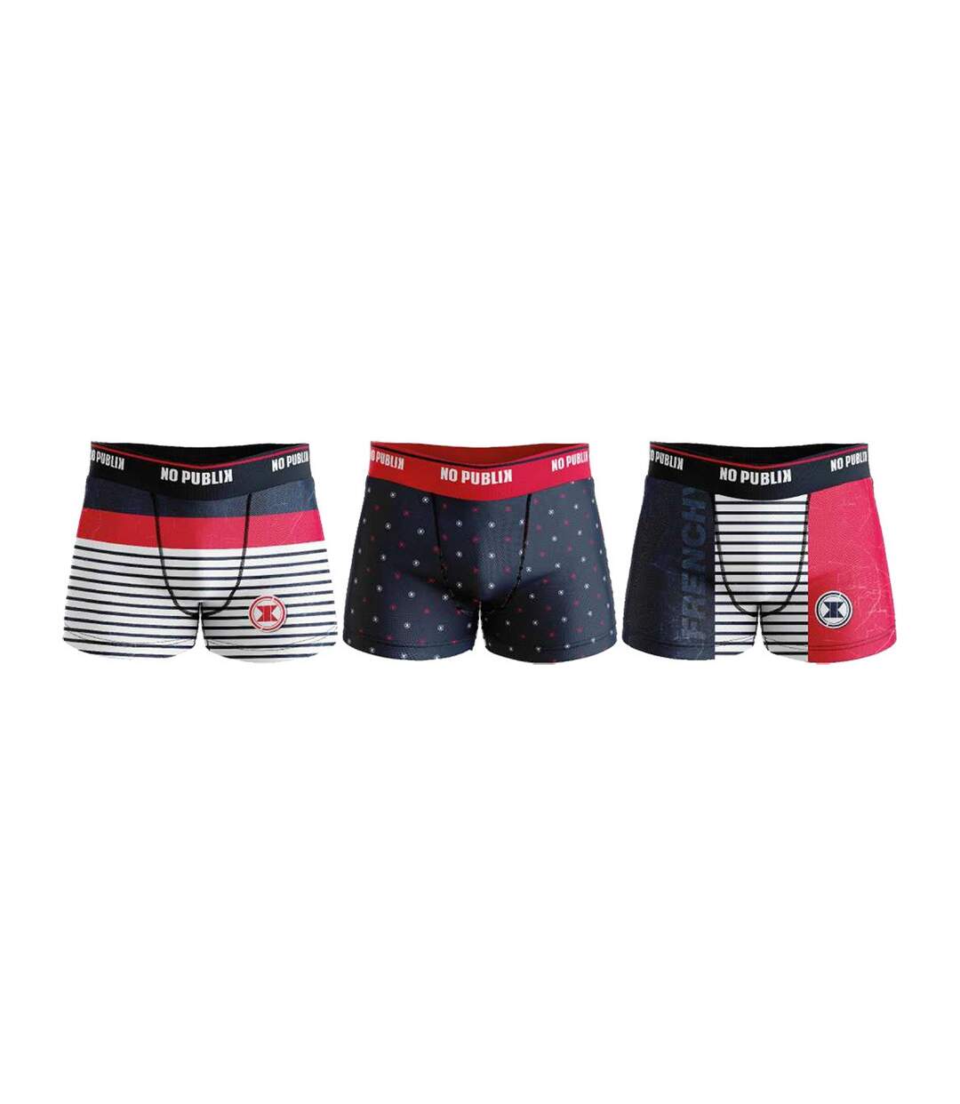 Boxer No Publik Homme Confort et Fantaisie en Microfibre -Assortiment modèles photos selon arrivages- Pack de 3 Boxers RETRO FRENCHY 54505