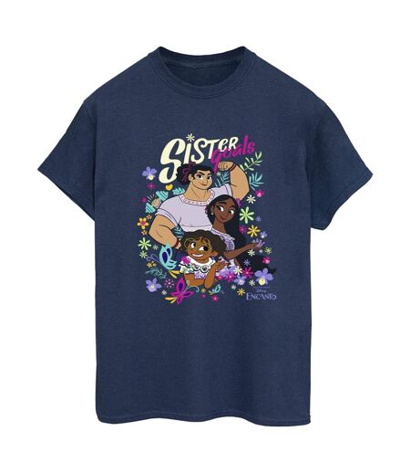 Disney Womens/Ladies Encanto Sister Goals Cotton Boyfriend T-Shirt (Bleu marine) - UTBI22342