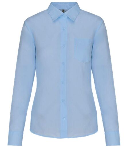 Chemise popeline manches longues - Femme - K549 - bleu ciel