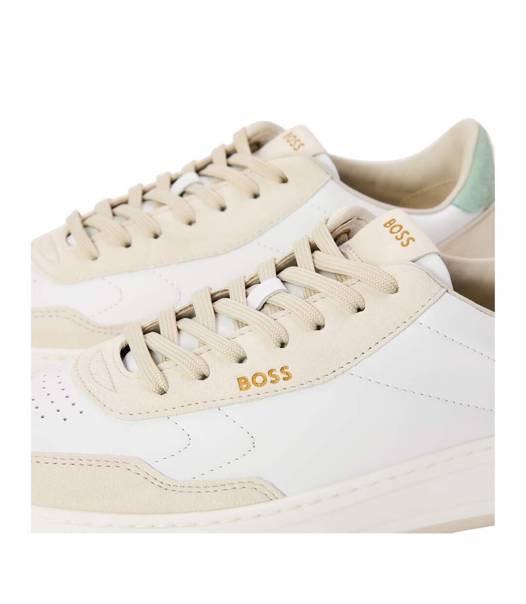 Womens/ladies Baltimore Leather Low Trainers White Boss-4