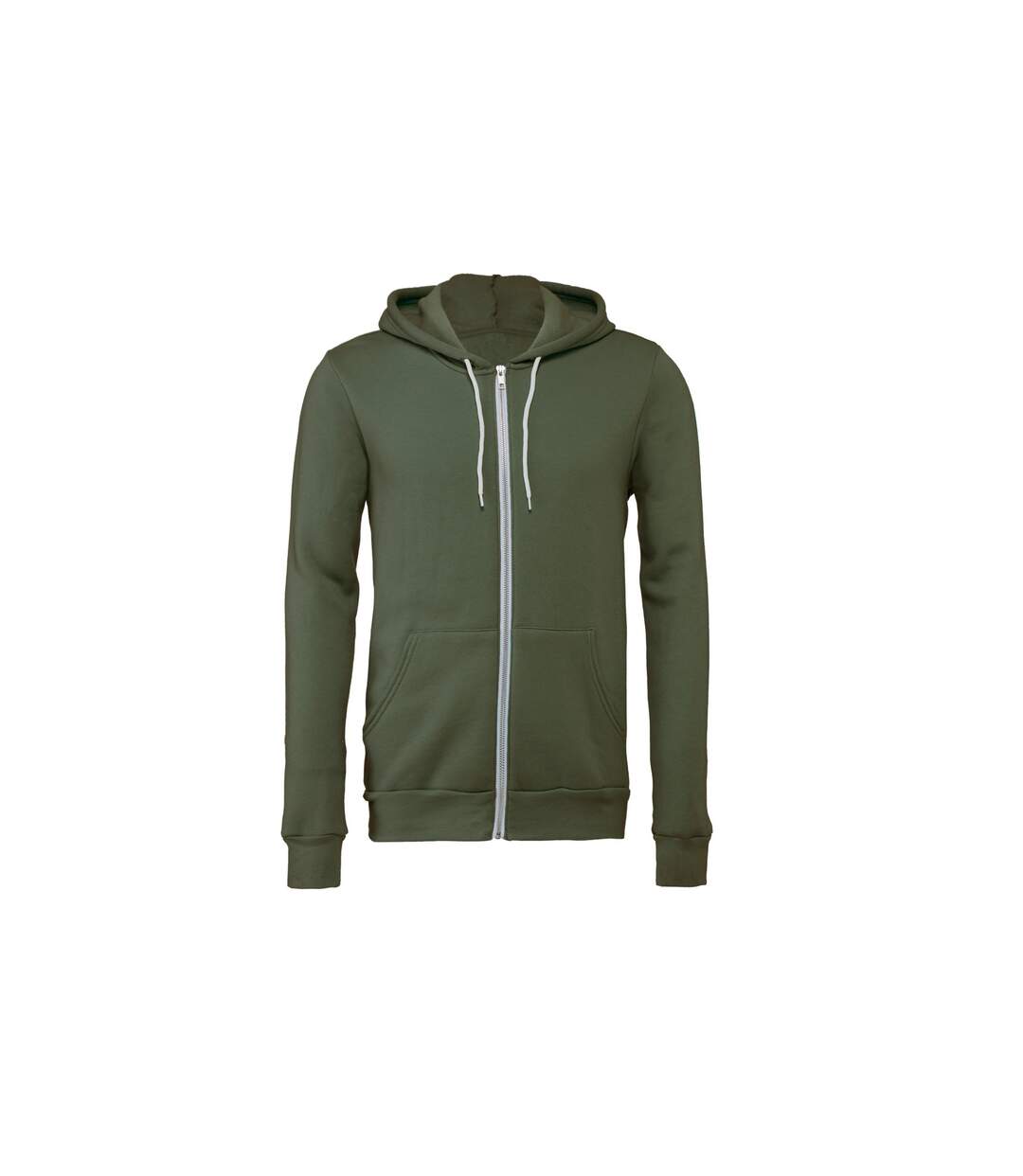 Unisex adult fleece full zip hoodie military green Bella + Canvas-1