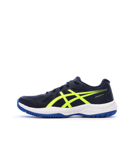 Chaussures de padel marines/jaunes fluo homme asics upcourt 6