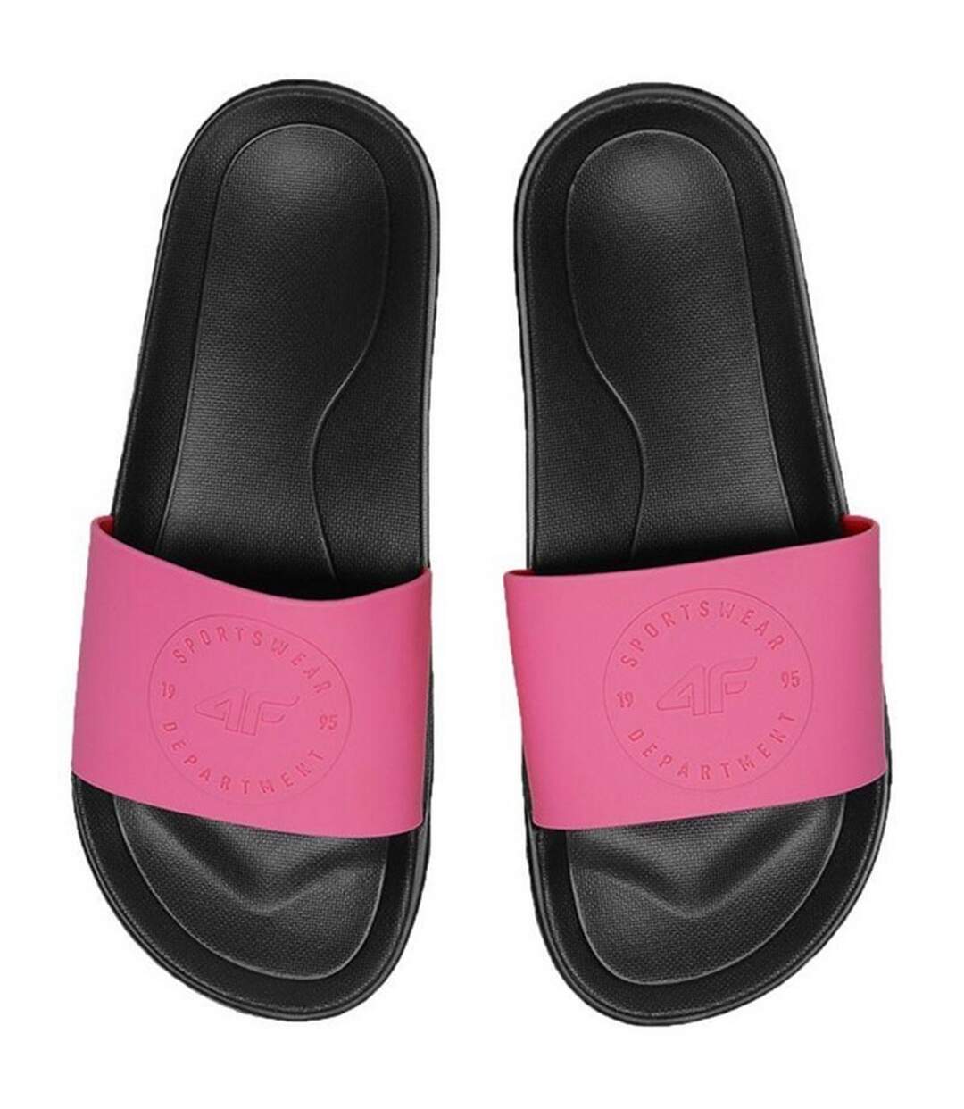 Claquettes Style Logo F045a Femme Rose Noir 4F-4