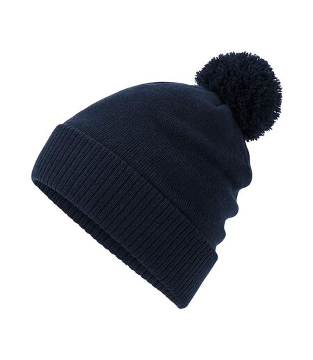 Bonnet À Revers Avec Pompon Bleu Marine Beechfield