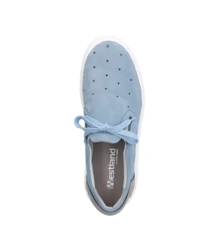 Womens/ladies Helsinki Nubuck Trainers Sky Blue Mint Kombi Josef Seibel