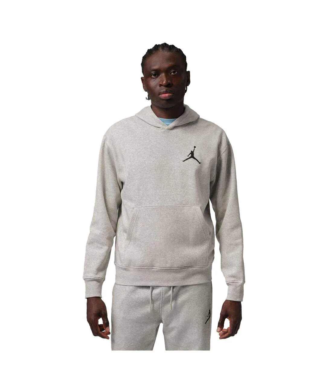 Mens Air Jordan Fleece Hoodie Grey Black Nike-1