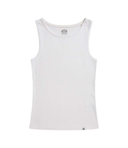 Womens/ladies ribbed organic tank top white Animal