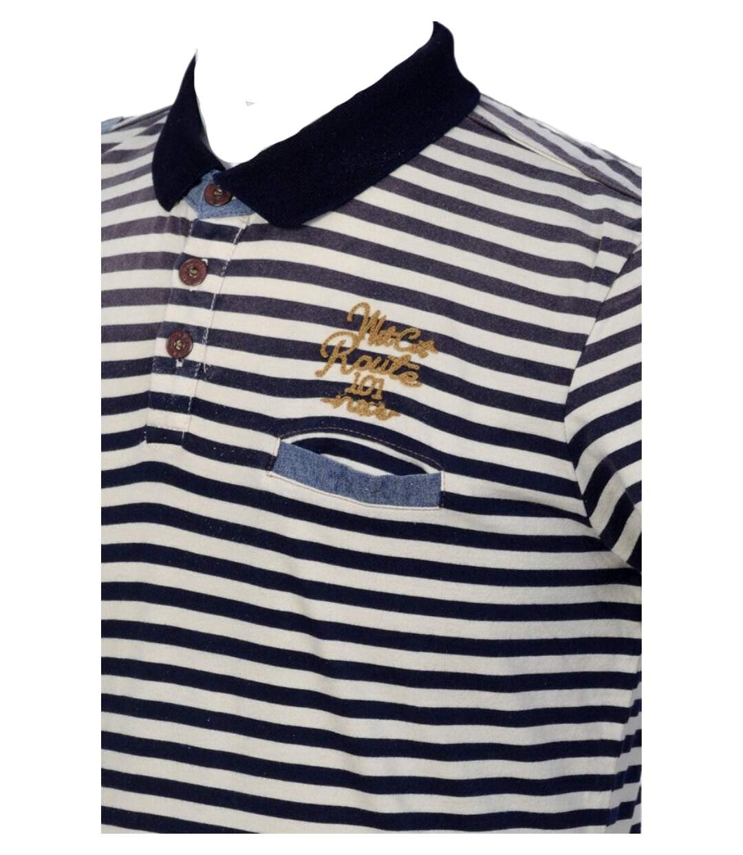 Polo homme manches courtes - Col polo rayé - Vignette poitrine-4