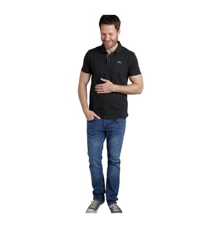 Mens Miles Pique Organic Polo Shirt Black Weird Fish