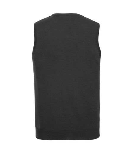 Mens Cotton Acrylic V Neck Sleeveless Sweatshirt Black Russell Collection