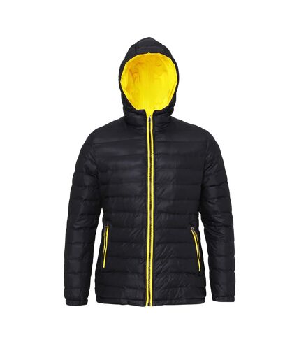 2786 Womens/Ladies Hooded Water & Wind Resistant Padded Jacket (Black/Bright Yellow) - UTRW3425