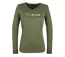 Mayflower NERVAL4 : Tee-shirt femme manches longues vert olive avec petit col V-5