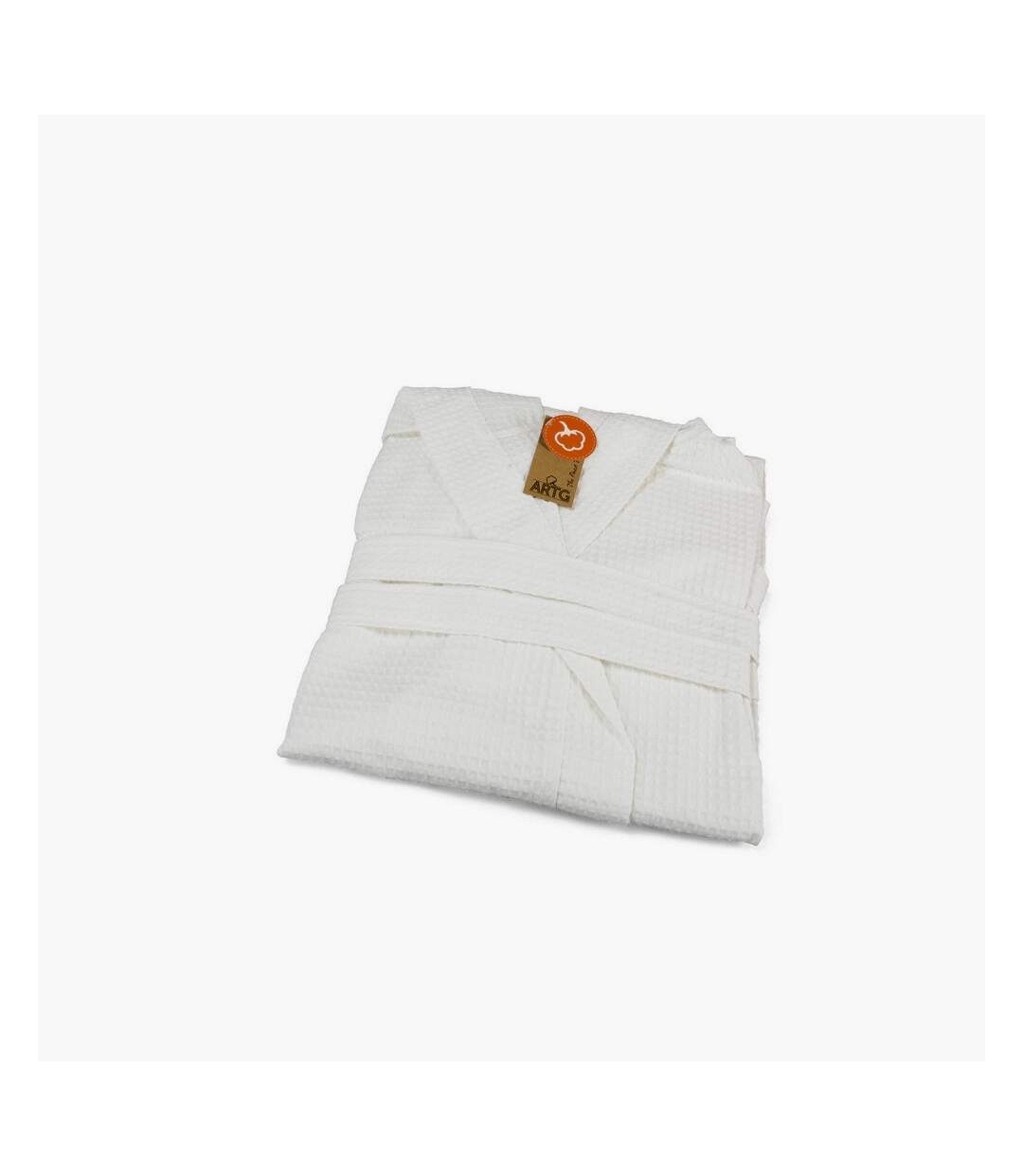 A&r towels womens/ladies waffle hooded bathrobe white ARTG-2