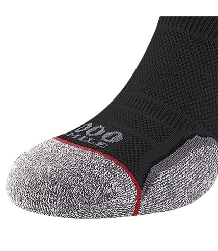 1000 Mile Mens Run Recycled Ankle Socks (Pack of 2) (Black/Gray)