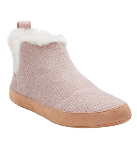 Womens/ladies textile ankle boots pink Toms