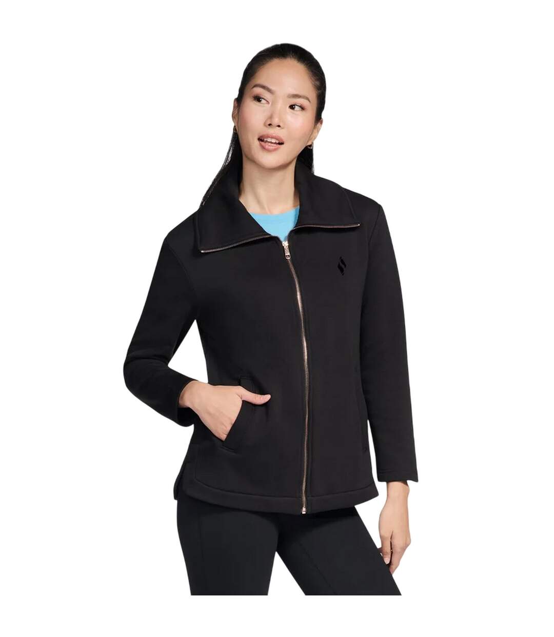 Womens/ladies Go Snuggle Jacket Black Skechers-2