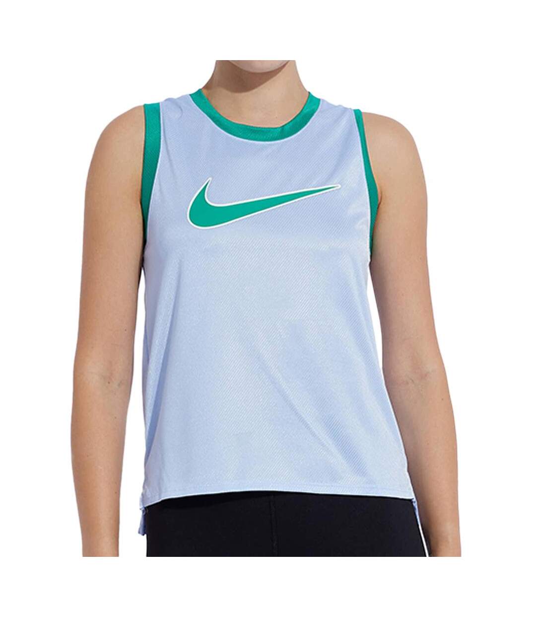 Débardeur Bleu/Vert Femme Nike Swoosh Run Tank - L-1