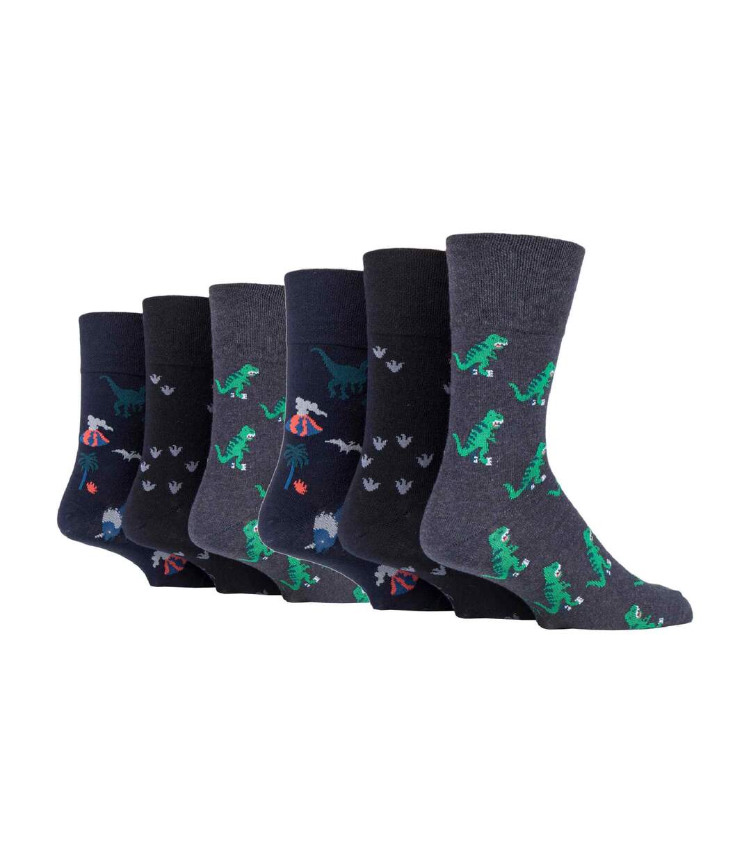 6 Pairs Mens Non Elastic Patterned Socks-1