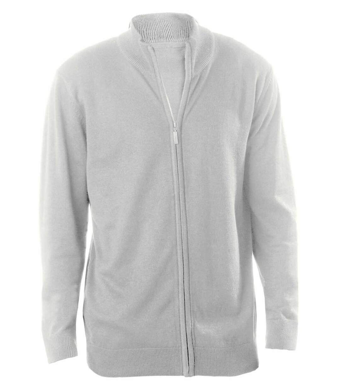 ATLAS FOR MEN Cardigan Uomo Con Zip, Collo Alto, Spalle In Pelle Scamosciata, Beige, Taglia XL