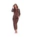 Ensemble De Pyjama Long Motif/style Imprimé Léopard Femme Marron Noir Keanu-2