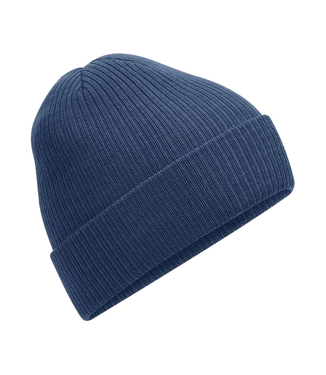 Unisex adult ribbed polylana beanie steel blue Beechfield-1