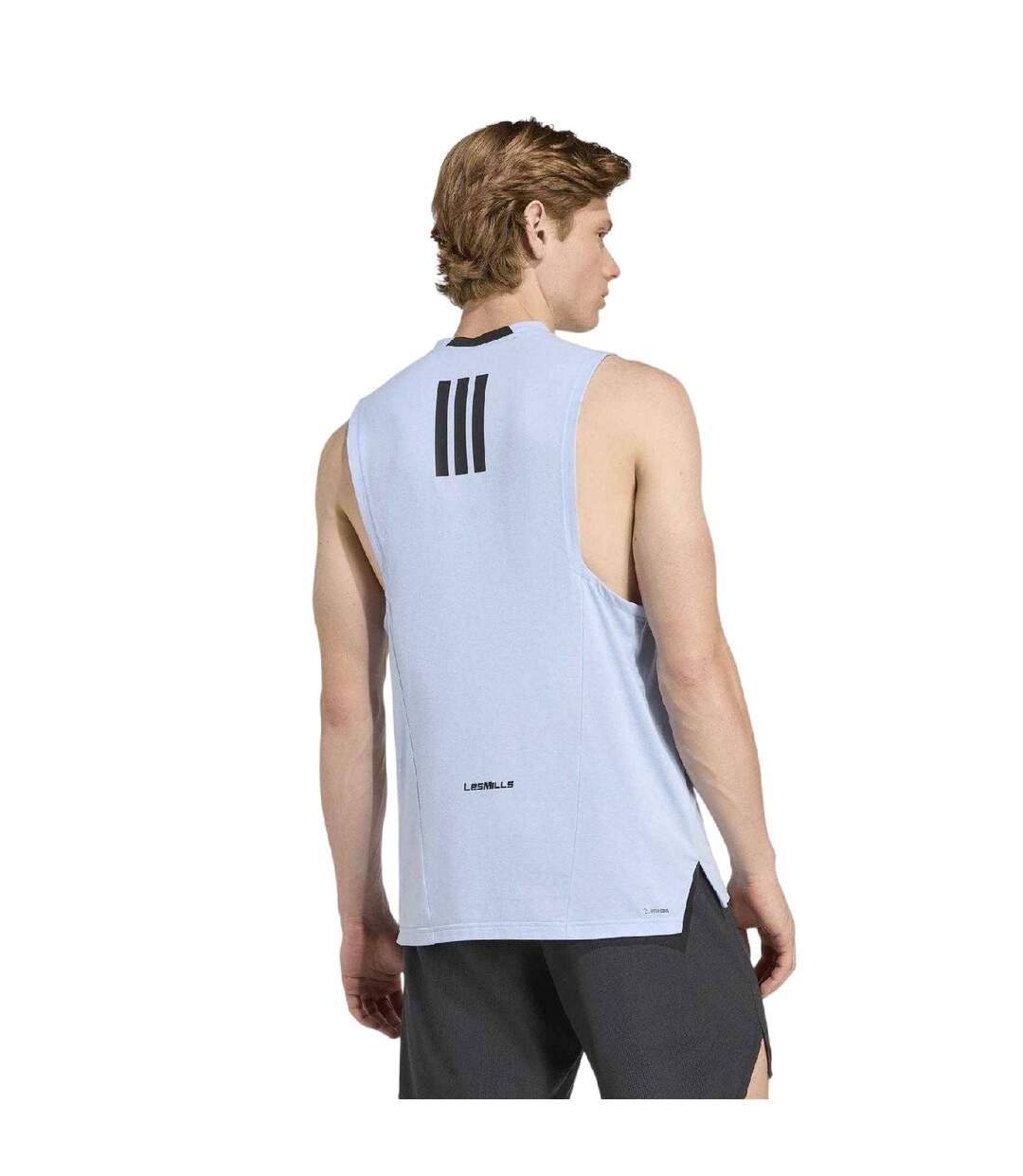Mens Side Slits Sleeveless Tank Top Glow Blue Adidas-3