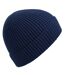 Bonnet Unisexe Adulte En Tricot Côtelé Bleu Marine Beechfield-1