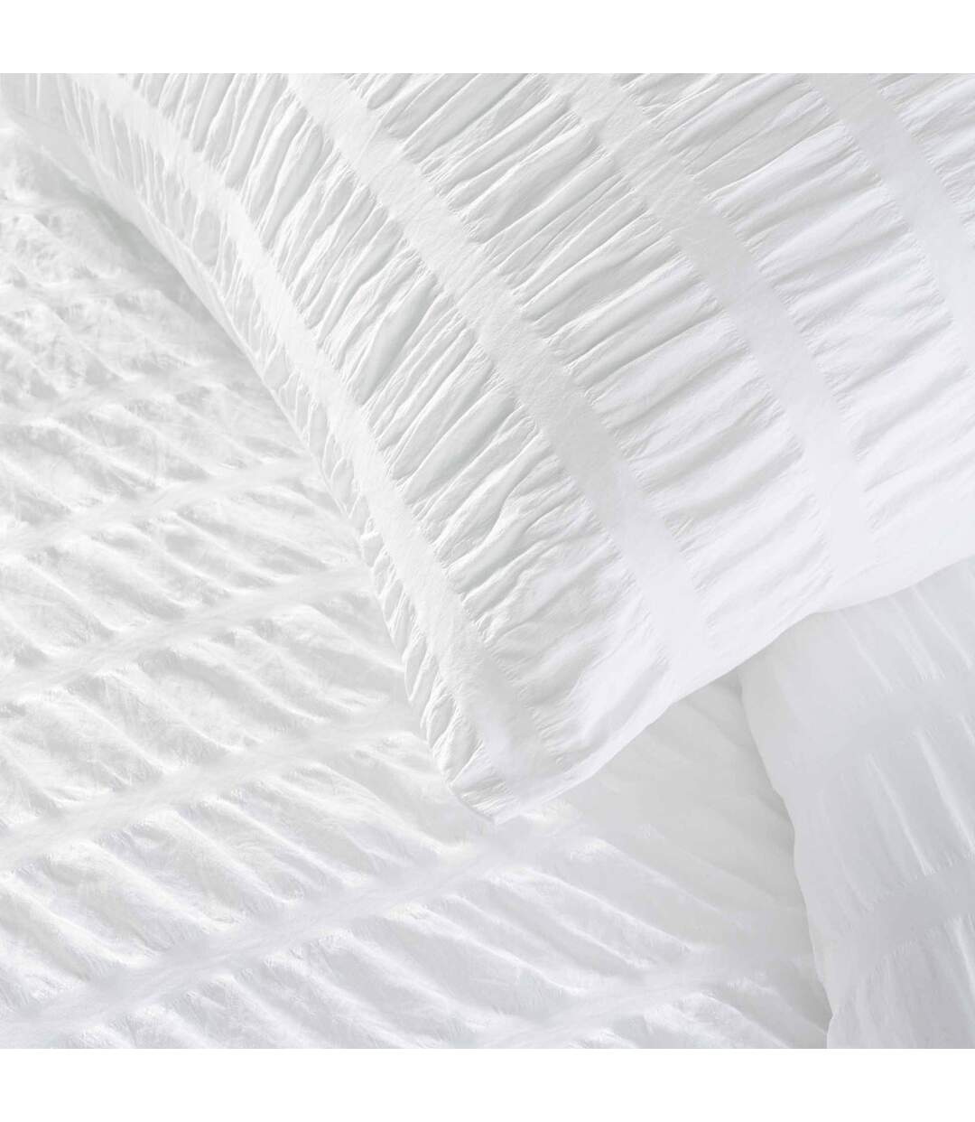 Parure de Lit 3 Pièces Plissia 240x220cm Blanc-4