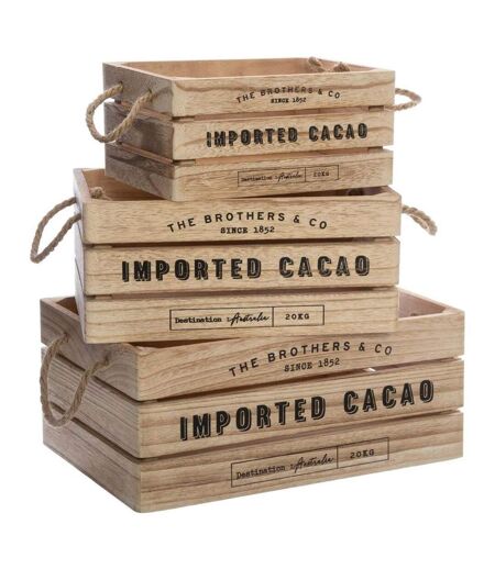 Lot de 3 Cagettes en Bois Brothers 35cm Naturel