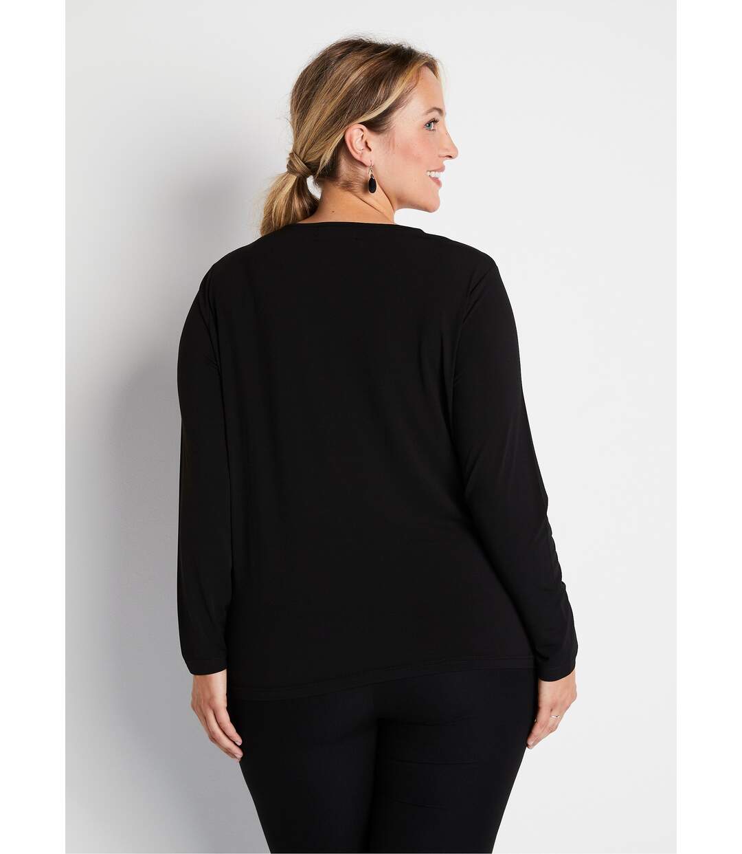 T-shirt court col rond résille brodé strass-2