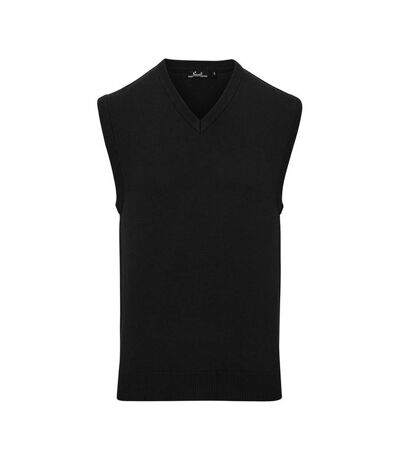 Premier Mens Knitted Sleeveless Sweater Vest (Black)