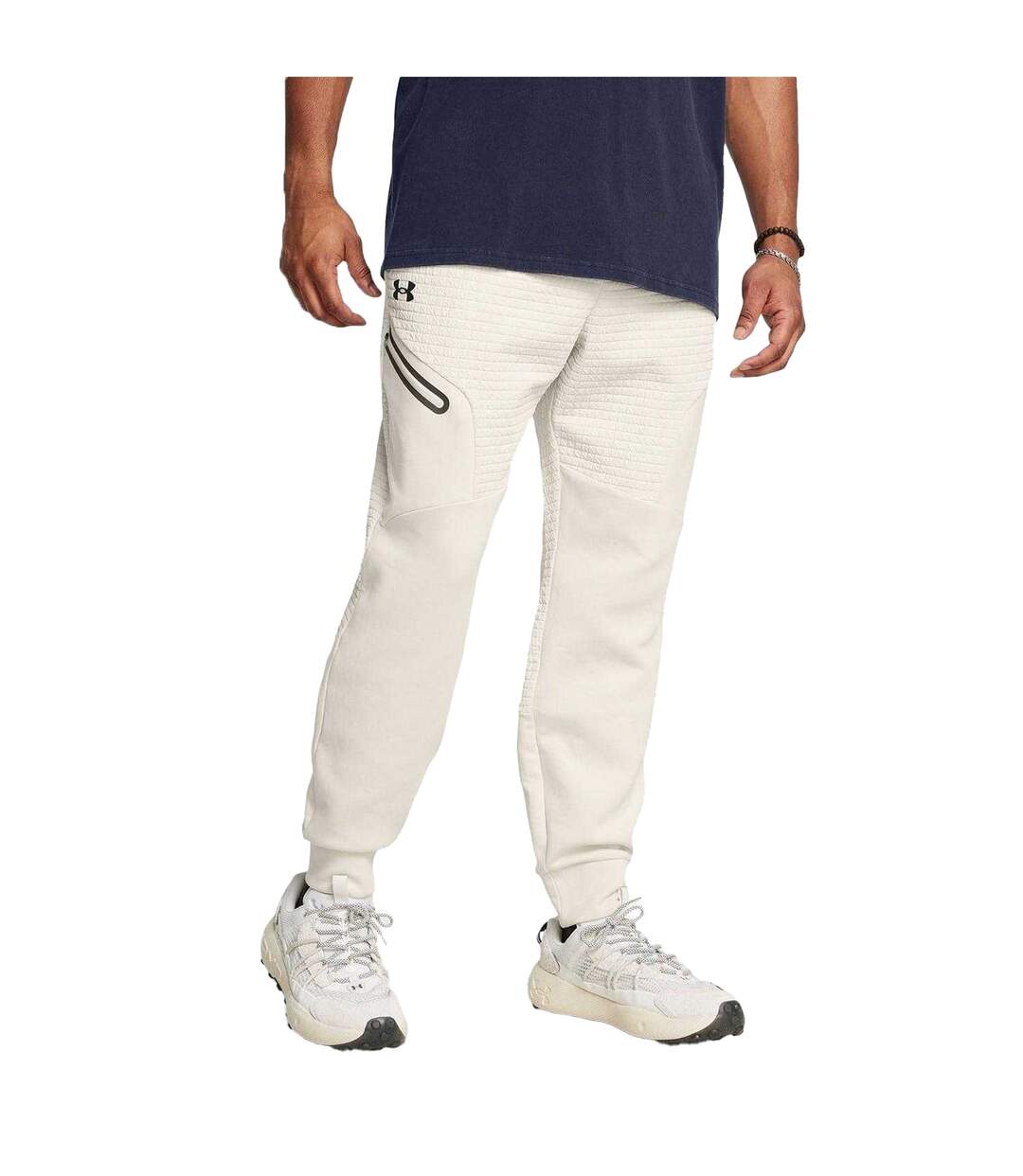 Mens Unstoppable Textured Slim Joggers White Under Armour-4