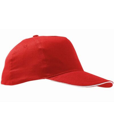 SOLS Unisex Sunny 5 Panel Baseball Cap (Red/White) - UTPC371