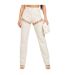 Womens/ladies Lace Up High Waist Trousers Sand Missy Empire-2