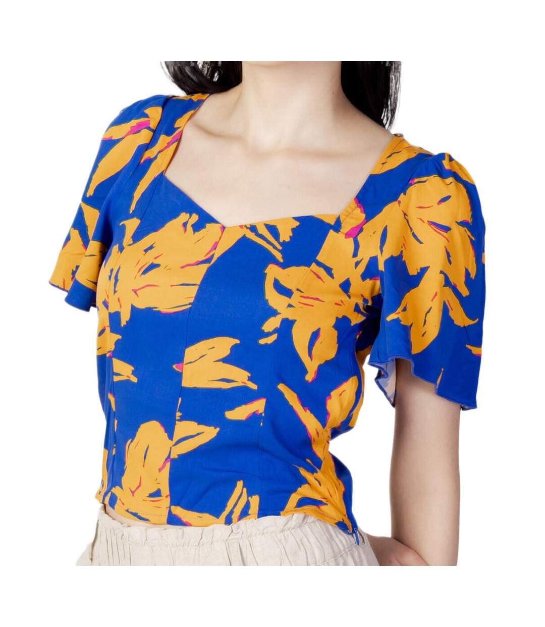 Blouse Bleu/Orange à Motifs Femme Only Alma - S-1